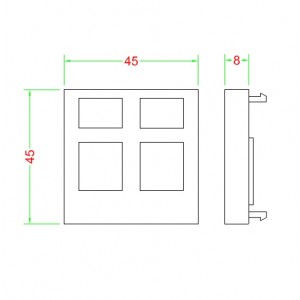 Hyperline SIP2-2N-M45-45 Вставка 45x45 (аналог Mosaic) для 2х модулей формата Keystone Jack, ROHS, белая Hyperline SIP2-2N-M45-45 Вставка 45x45 (аналог Mosaic) для 2х модулей формата Keystone Jack, ROHS, белая