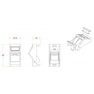 Hyperline SIP2A-1K-M45-22.5 Вставка угловая 45x22.5 (аналог Mosaic) для 1 модуля формата Keystone Jack, со шторками, ROHS, белая Hyperline SIP2A-1K-M45-22.5 Вставка угловая 45x22.5 (аналог Mosaic) для 1 модуля формата Keystone Jack, со шторками, ROHS, белая