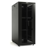 Hyperline TTB-2268-DD-RAL9004 Шкаф напольный 19-дюймовый, 22U, 1166x600х800 мм (ВхШхГ), передняя и задняя распашные перфорированные двери (75%), ручка с замком, крыша нового типа, цвет черный (RAL 9004) (разобранный)