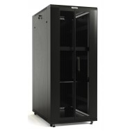 Hyperline TTB-2766-DD-RAL9004 Шкаф напольный 19-дюймовый, 27U, 1388x600х600 мм (ВхШхГ), передняя и задняя распашные перфорированные двери (75%), ручка с замком, крыша нового типа, цвет черный (RAL 9004) (разобранный)
