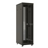 Hyperline TTB-3288-DD-RAL9004 Шкаф напольный 19-дюймовый, 32U, 1610x800х800 мм (ВхШхГ), передняя и задняя распашные перфорированные двери (75%), ручка с замком, 2 вертикальных кабельных организатора, крыша нового типа, цвет черный (RAL 9004) (разобранный)