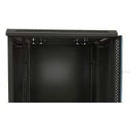 Hyperline TWB-2266-SR-RAL9004 Шкаф настенный 19-дюймовый (19), 22U, 1086x600х600мм, металлическая передняя дверь с замком, две боковые панели, цвет черный (RAL 9004) (разобранный)