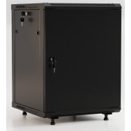 Hyperline TWB-FC-1866-SR-RAL9004 Шкаф настенный 19-дюймовый (19), 18U, 920x600х600мм, металлическая передняя дверь с замком, две боковые панели, с возможностью установки на ножки (в комплекте), цвет черный (RAL 9004) (разобранный)
