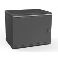Hyperline TWL-0645-SR-RAL9005 Шкаф настенный 19-дюймовый (19), 6U, 367x600х450мм, металлическая дверь, несъемные стенки, 1 пара профилей, цвет черный (RAL 9005) (собранный)
