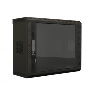 Hyperline TWS-0925-GP-RAL9004 Шкаф настенный 19-дюймовый (19), 9U, 480х600х250, со стеклянной дверью, несъемные боковые панели, цвет черный (RAL 9004) (собранный)