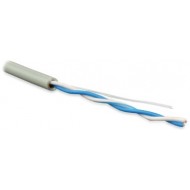 Hyperline UUTP1-C5-S24-IN-PVC-GY-500 (500 м) Кабель витая пара, неэкранированная U/UTP, категория 5, 1 пара (24 AWG), одножильный (solid), PVC, –20°C – +75°C, серый