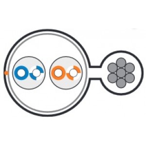 Hyperline UUTP2-C5-S24-SW-OUT-PE-BK-500 (500 м) Кабель витая пара, неэкранированная U/UTP, категория 5, 2 пары (24 AWG), одножильный (solid), с металлическим тросом, внешний, PE, -40°C– +60°C, черный Hyperline UUTP2-C5-S24-SW-OUT-PE-BK-500 (500 м) Кабель витая пара, неэкранированная U/UTP, категория 5, 2 пары (24 AWG), одножильный (solid), с металлическим тросом, внешний, PE, -40°C– +60°C, черный