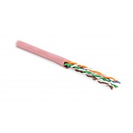 Hyperline UUTP4-C5E-P24-IN-PVC-PK-100 (100 м) Кабель витая пара, неэкранированная U/UTP, категория 5e, 4 пары (24 AWG), многожильный (patсh), PVC, -20°C – +75°C, розовый