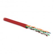 Hyperline UUTP4-C5E-P24-IN-PVC-RD-305 (305 м) Кабель витая пара, неэкранированная U/UTP, категория 5e, 4 пары (24 AWG), многожильный (patсh), PVC, -20°C – +75°C, красный