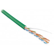 Hyperline UUTP4-C5E-S24-IN-PVC-GN-100 (100 м) Кабель витая пара, неэкранированная U/UTP, категория 5e, 4 пары (24 AWG), одножильный (solid), PVC, -20°C – +75°C, зеленый - гарантия: 15 лет компонентная, 25 лет системная