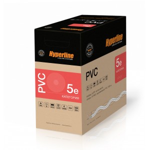 Hyperline UUTP4-C5E-S24-IN-PVC-GY-305 (305 м) Кабель витая пара, неэкранированная U/UTP, категория 5e, 4 пары (24 AWG), одножильный (solid), PVC, -20°C – +75°C, серый - гарантия: 15 лет компонентная; 25 лет системная Hyperline UUTP4-C5E-S24-IN-PVC-GY-305 (305 м) Кабель витая пара, неэкранированная U/UTP, категория 5e, 4 пары (24 AWG), одножильный (solid), PVC, -20°C – +75°C, серый - гарантия: 15 лет компонентная; 25 лет системная
