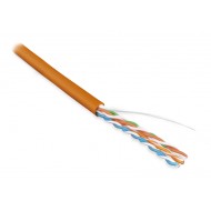 Hyperline UUTP4-C5E-S24-IN-PVC-OR-305 (305 м) Кабель витая пара, неэкранированная U/UTP, категория 5e, 4 пары (24 AWG), одножильный (solid), PVC, -20°C – +75°C, оранжевый - гарантия: 15 лет компонентная; 25 лет системная